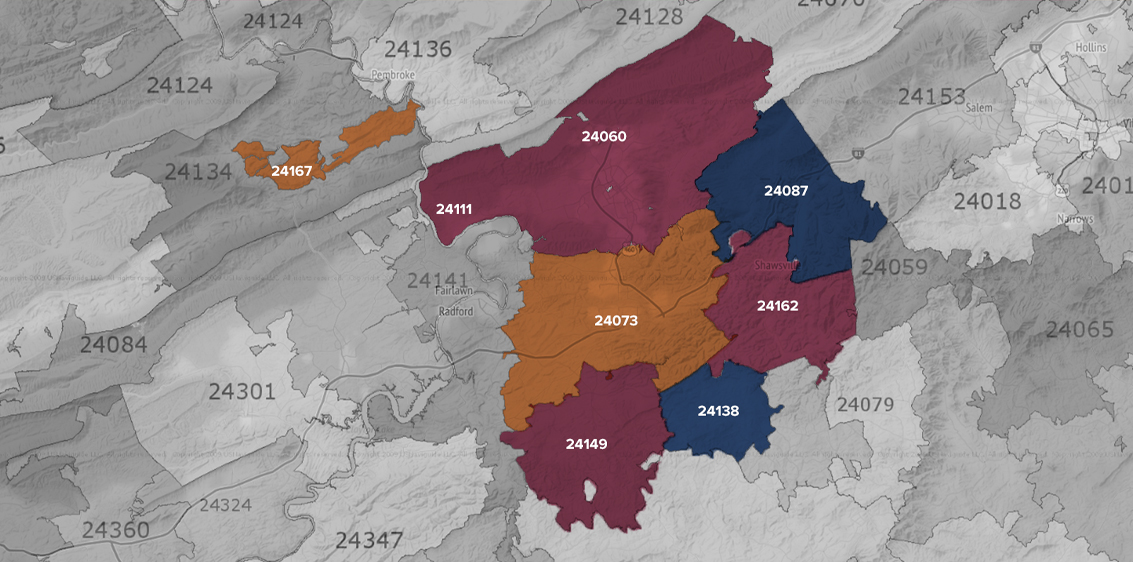 Blacksburg Va Zip Code Map United States Map