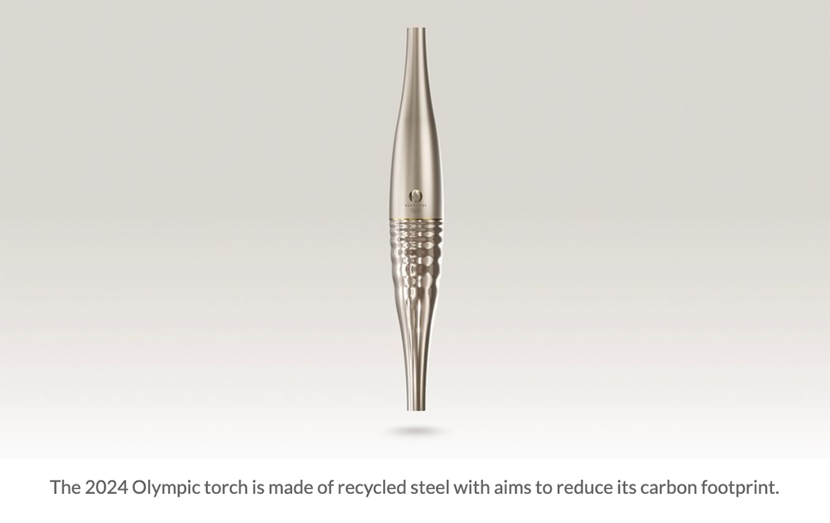 Paris 2024 Olympic Torch Made of Recycled Steel