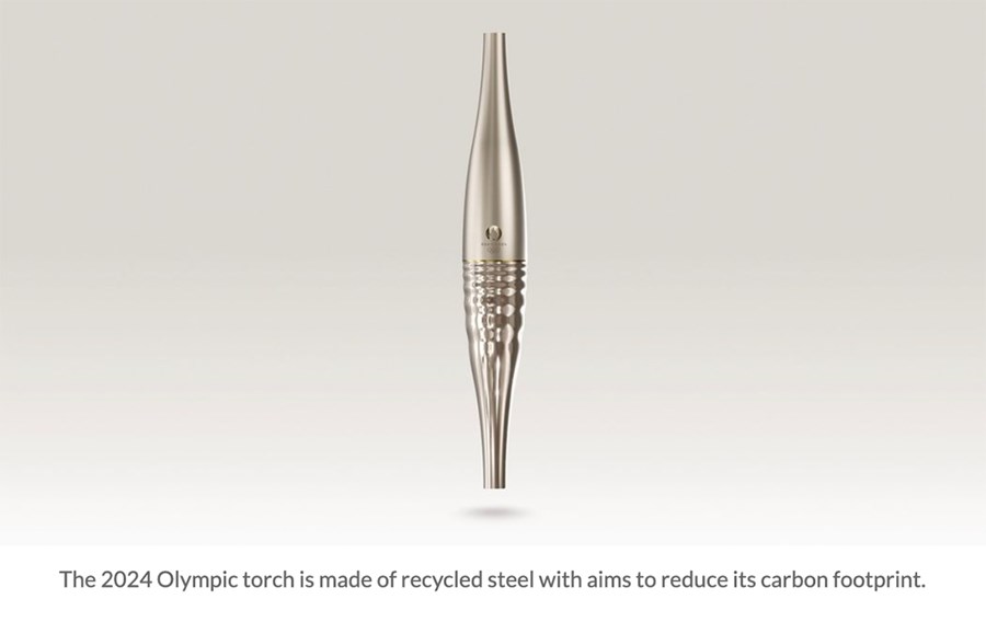 Paris 2024 Olympic Torch Made of Recycled Steel