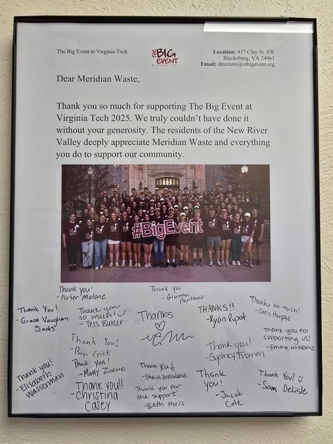 The Big Event @ Virginia Tech Thanks Meridian Waste!