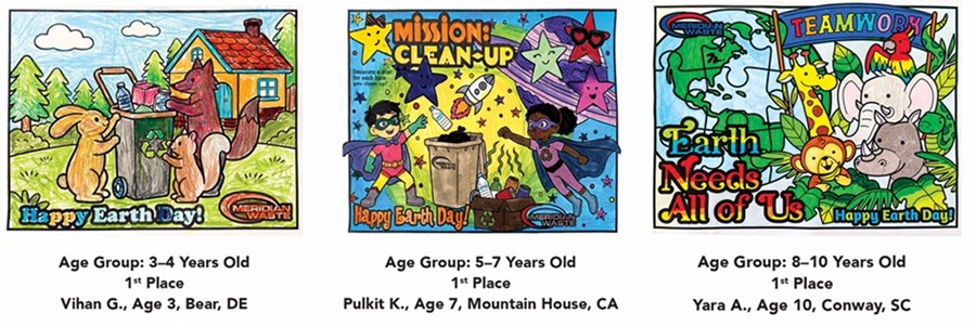 Meridian Waste Announces Winners of 7th Annual Brightening the World Earth Day Coloring Contest